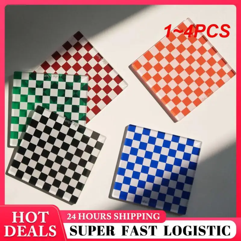 1~4PCS Hot Pad Checkerboard Heat Insulation Milk Coffee Cup Mat Plate Pad Household Insulation Mat