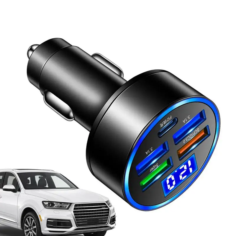 

Fast Car Charger Phone Charger 66W Digital Display Car Accessories Fast Charging Protective Charger Port Safe Charging Adapter