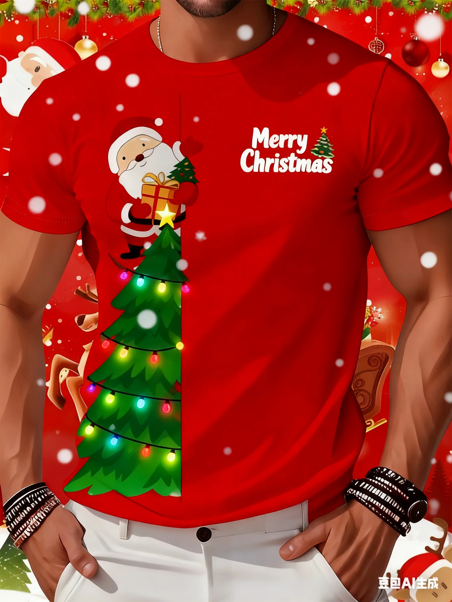 Christmas Men's T Shirt 3D Printed Casual Short Sleeve Tees Street Sweatshirt Fashion Crew Neck Pullover Oversized Men's Clothes