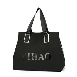 Borsa Tote in Nylon impermeabile di grande capacità di colore solido borsa da donna portatile di moda per pendolarismo quotidiano