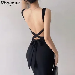 Dresses Women Backless Sexy Ladylike Temper Criss-cross Design Summer Popular Korean Style Empire Casual Slim Party Charming Ins