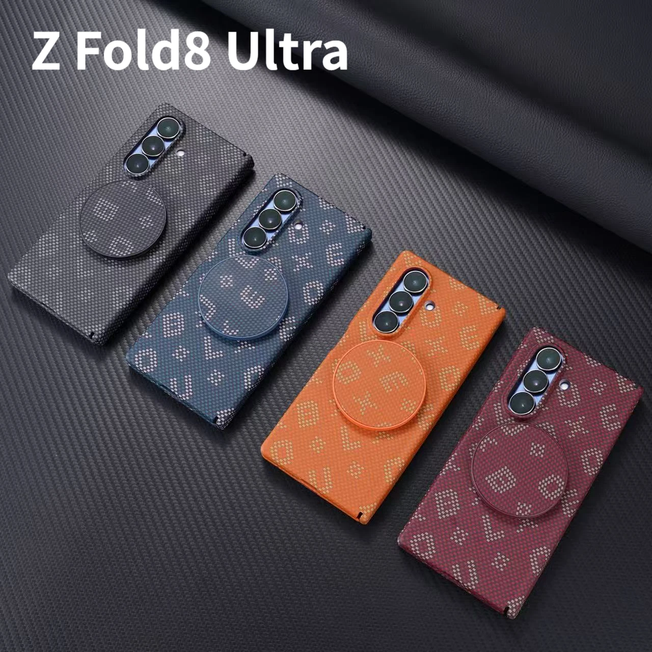 For Samsung Galaxy Z Fold8 Ultra Luxury Printed Pattern Hard Protective Shell Built‑in Magnetic Ring Shockproof Fold Phone Case
