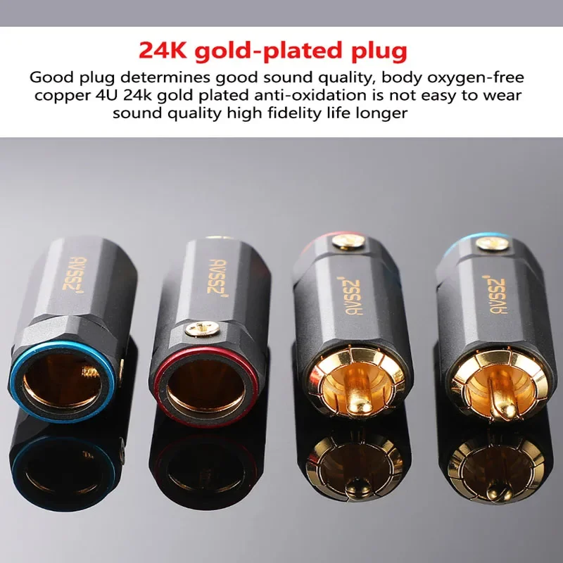 

AVSSZ Gold Plated RCA Connector Jack Male Plug Adapter Solder-free Lockable Audio Video Signal Wire Connector Fits 9mm Cable