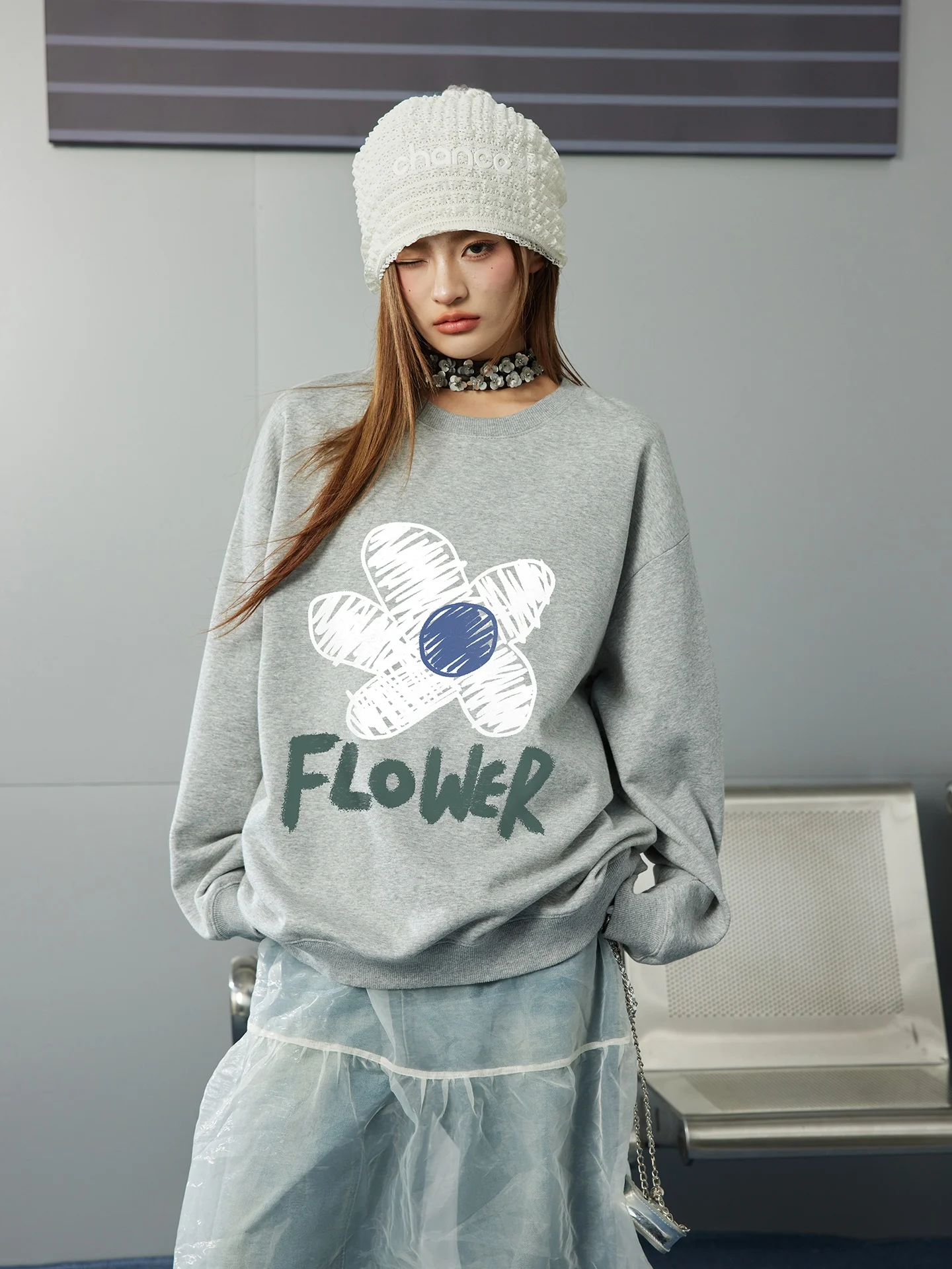 

Женская толстовка с капюшоном Thiened Fce, повседневная свободная посадка, круглая толстовка с принтом Ne, осенняя модная уличная одежда, китайский тренд