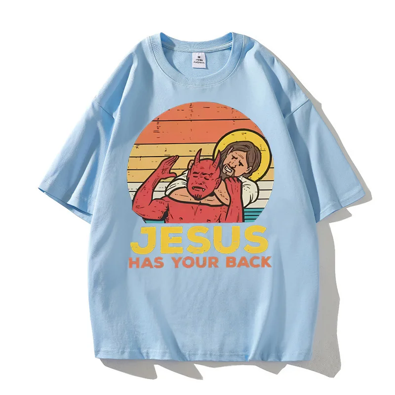 Jesus tem sua volta jiu jitsu camiseta de algodão de alta qualidade dos homens punk feminino 80s streetwear camiseta gráfico cultura pop pastel