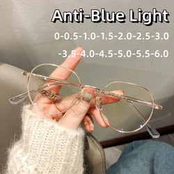 Anti Blue Light Myopia Glasses Irregular Computer Games Eyewear Men Women Portable High Definition Eyeglasses Diopter 0 To -6.0