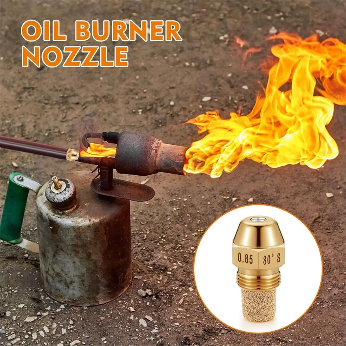 A971P ~2 Pcs Solid Oil Burner Nozzle 0.85-80 B Replacement Brass Oil Burner Nozzle 80 Degree