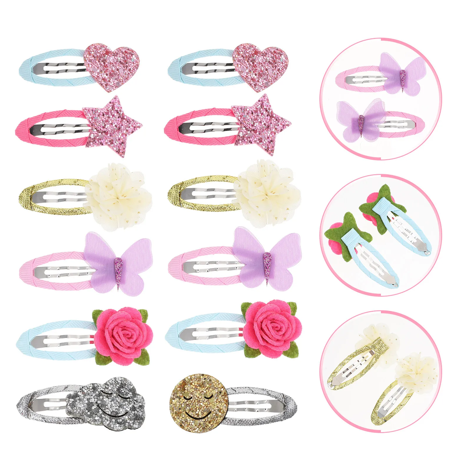 

12Pcs Kids Hair Clips Stylish Cartoon Hairpins for Girls Fine Handmade Hair Accessory Festive Birthday Christmas Gift