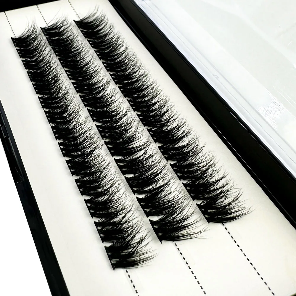 Wholesale 3D fluffy Soft Ribbon Segmented False Bundles Eyelashes DIY Individual Clusters Lash Extensions Faux Mink Lashes