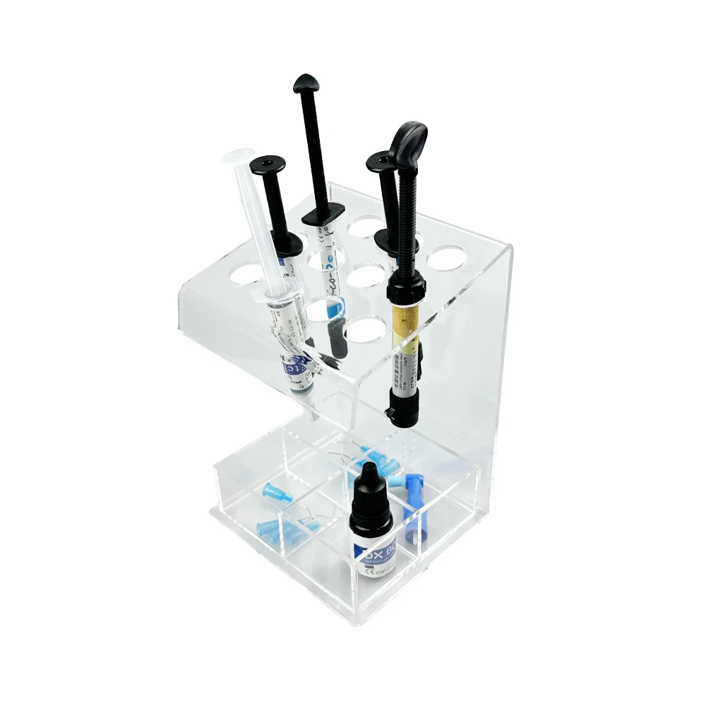 Dental Acrylic Organizer Oral Material Storage Dispenser Box Syringe Resin Adhesive Applicator Holder Multifunction Dentist Tool