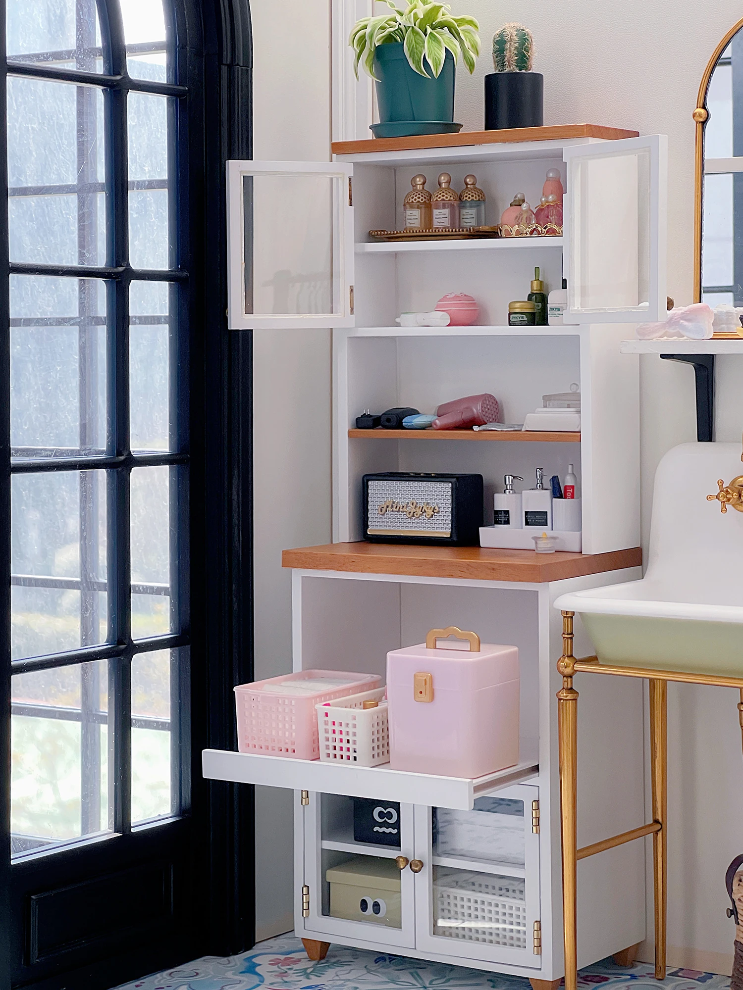 1/6 bjd ob11 miniature dollhouse furniture Mini model Electric cabinet/storage cabinet split multifunctional cabinet