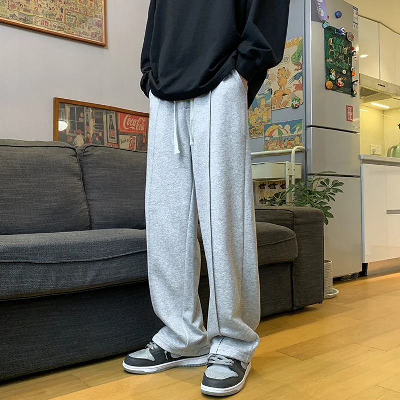 

Men's Wide Leg Sport Pants Floor-Length Casual Trousers American Sle Loose Fit Spring Autumn High Street Dragging Pants