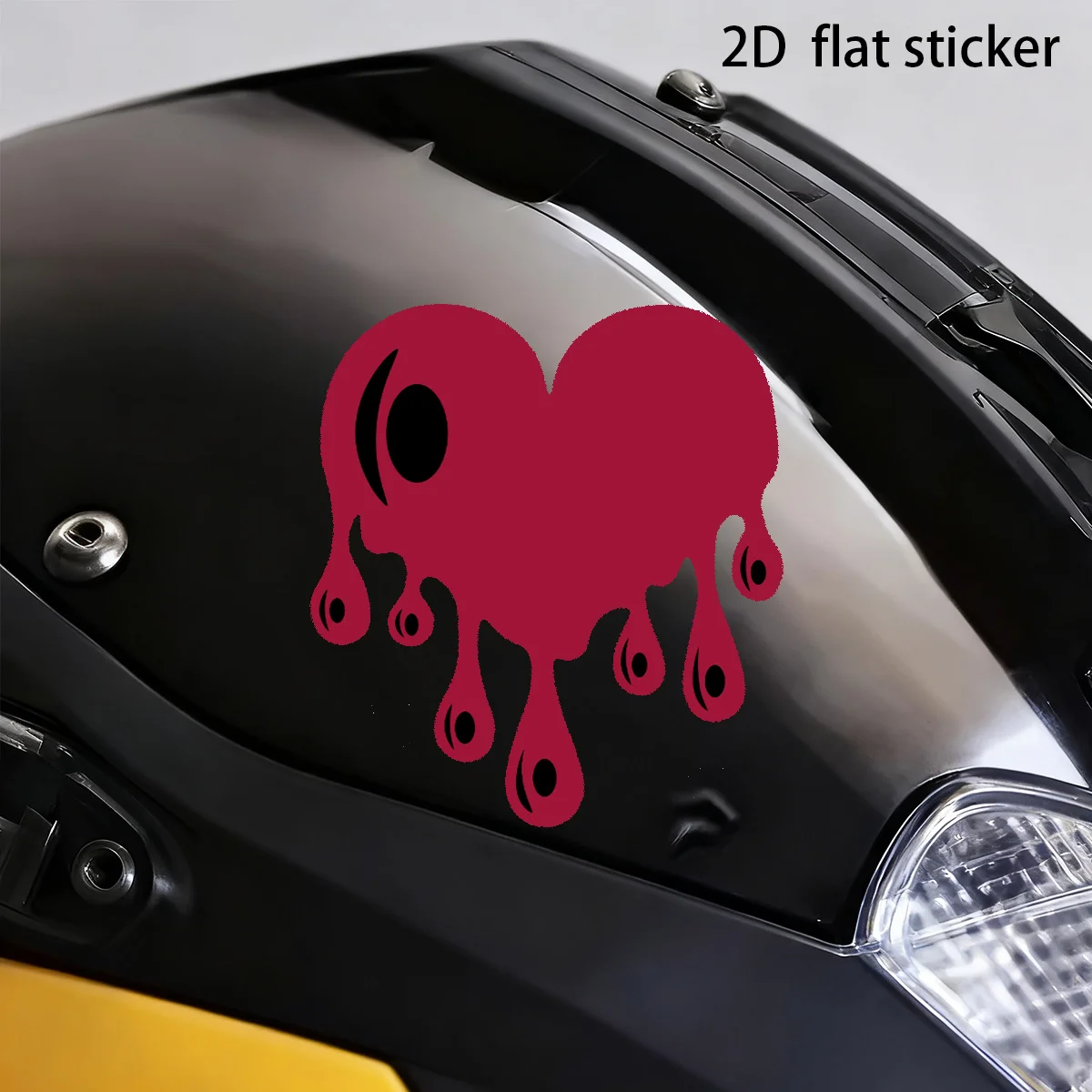 2Pcs 2D Flat Dripping Heart Vinyl Decals, Dark Retro Waterproof Stickers for Car SUV Truck Motorcycle Helmet Window DIY Decor