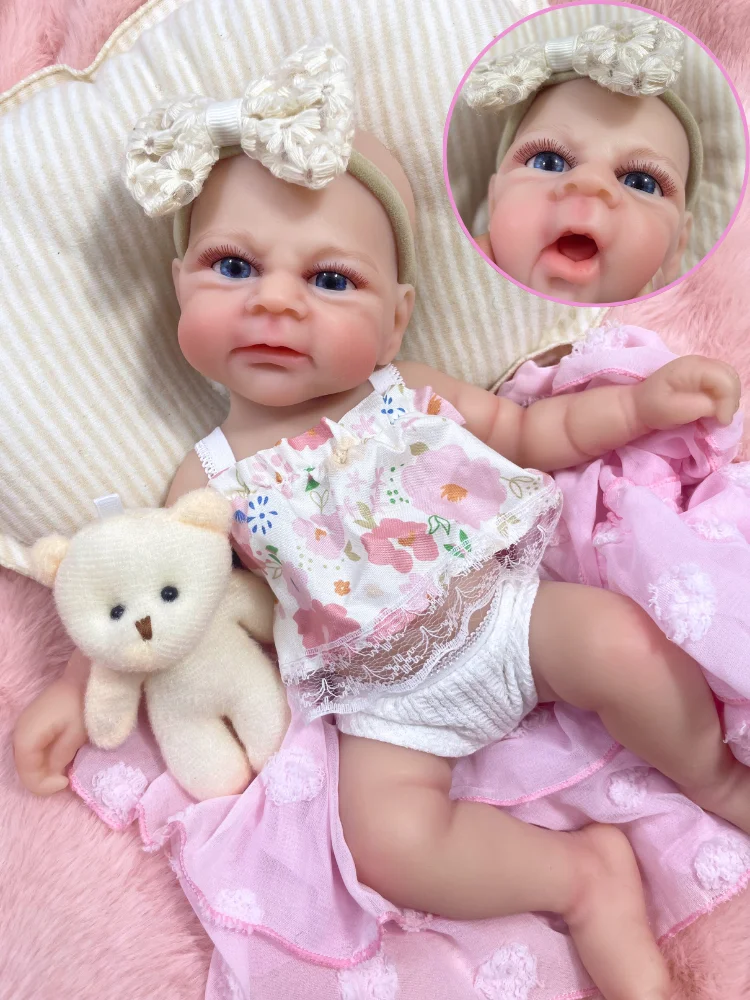 

13 Inch Can Open Mouth All Silicone Reborn Baby Doll Elijah Soft Flexible Elastic Silicone Doll Girl Birthday Christmas Gift