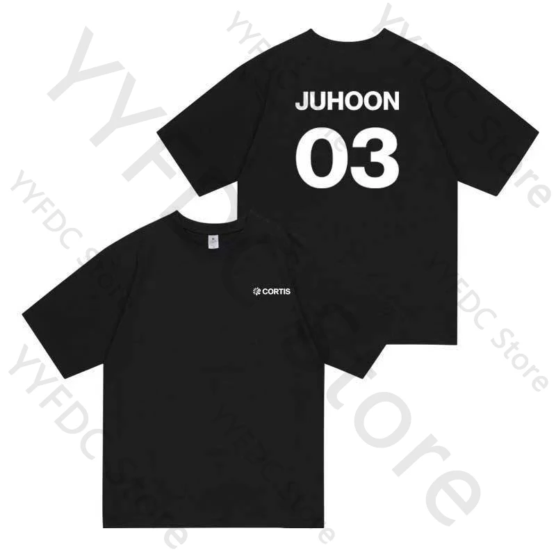 ‌ CORTIS Tシャツ MARTIN JAMES JUHOON SEONGHYEON KEONHO レタープリント半袖TシャツトップスアルバムCOLOR OUTSIDE THE LINES Tシャツ
