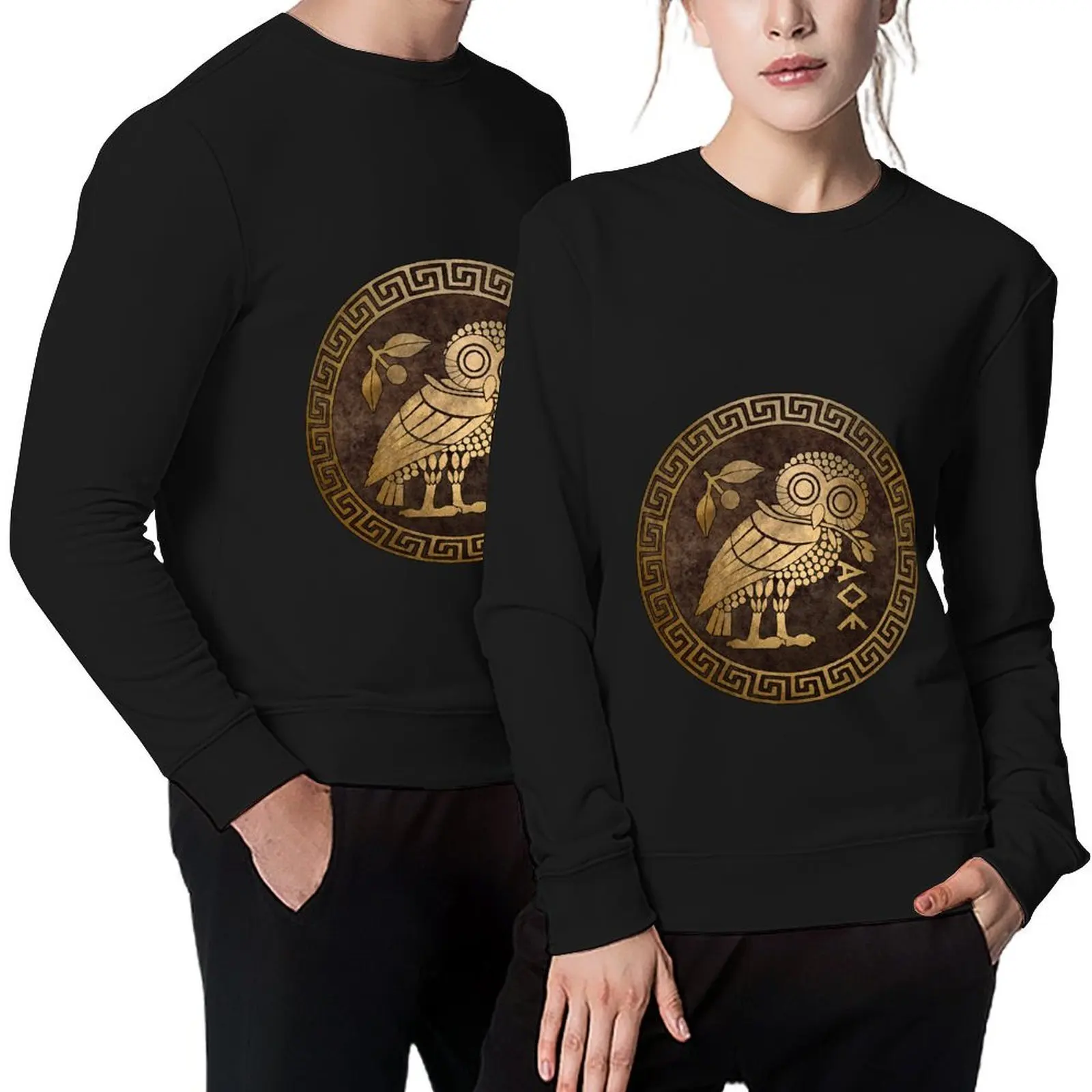 

Athens Ancient Greece Athenian Owl Symbol of Goddess Athena Pullover male clothes men's winter sweater oversize sweatshirts