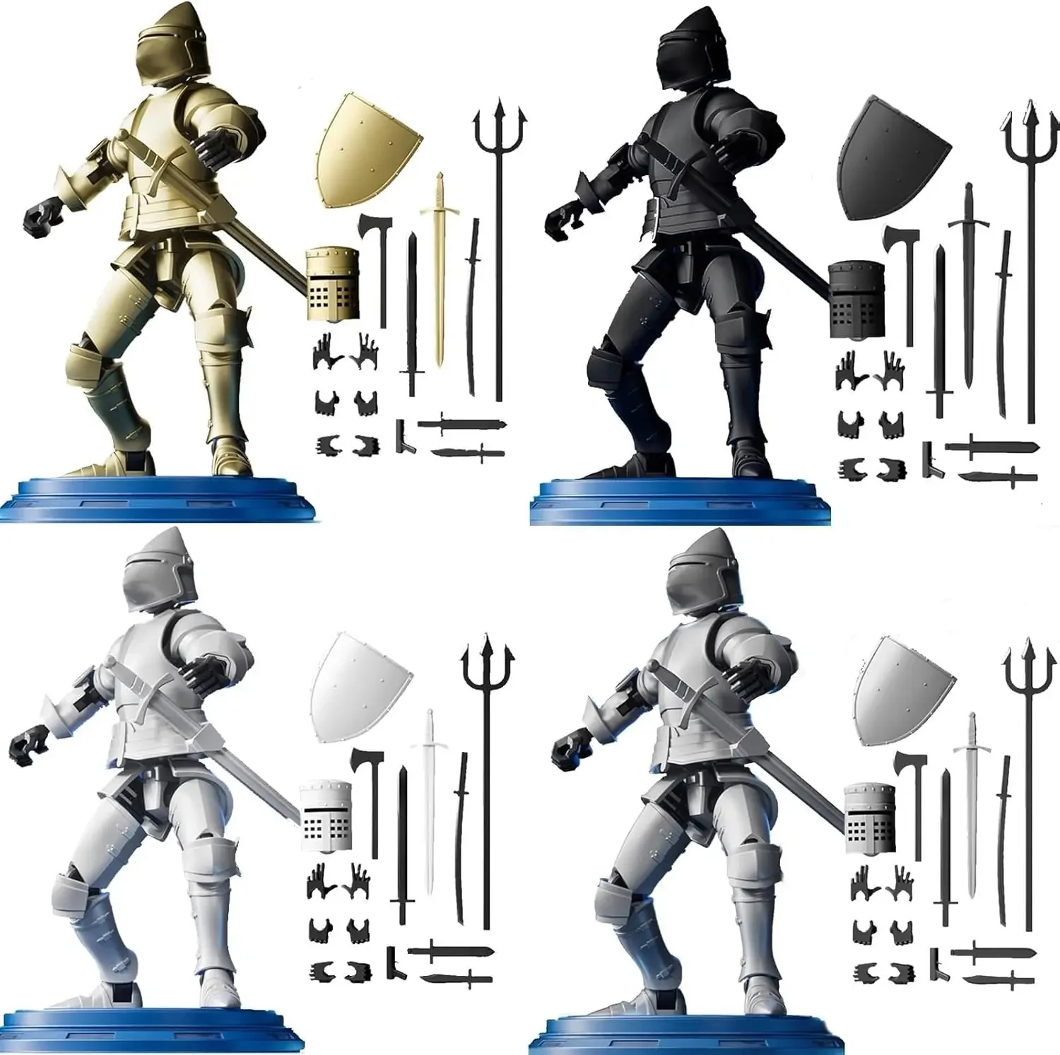 (Unassembled)Dummy 13 Robot Figure in Armor,Medieval Knight Action Figure with Weapons Shields,Magnetic T13 Multi-Jointed Figure