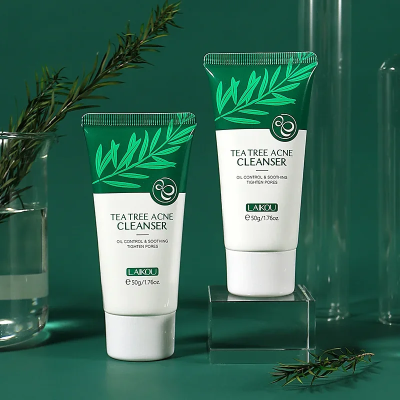 LAIKOU Tea Tree Facial Cleanser Moisturizing Foam Face Wash Collagen Hydration Cleansing Oil Control Nourishing Skin Care 50g