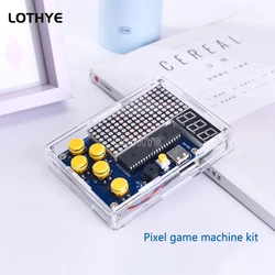 Pixel Game Machine Kit DIY Electronic Kit 51 Microcontroller Snake Plane Racing Game Fun Soldering Assembly With Acrylic Case