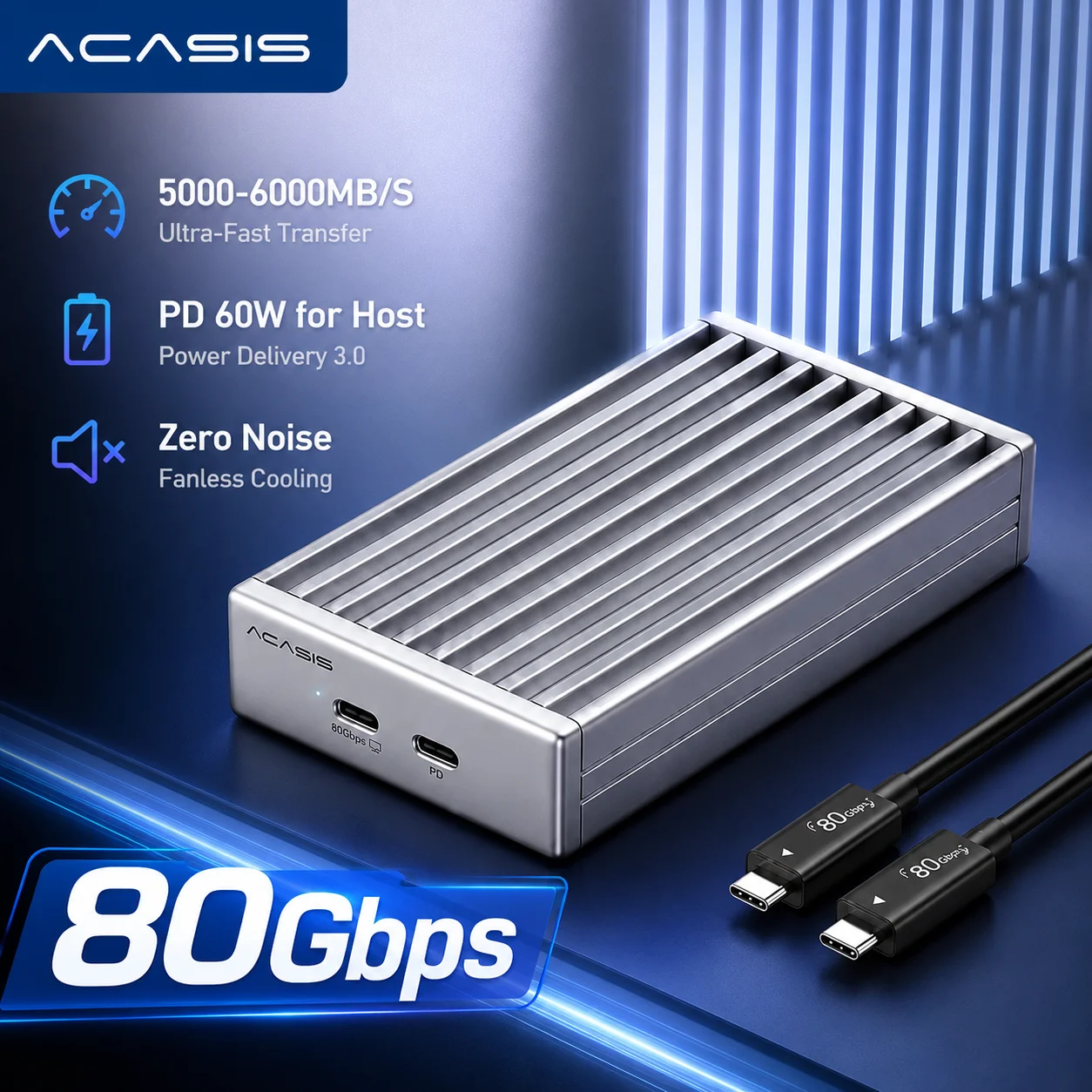 Acasis 80Gbps M.2 NVMe to USB4 Enclosure JHL9480 5000-6000MB/s SSD Case Support 8TB for IMac/PC 2230-2280