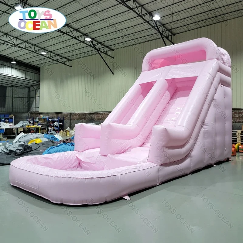 Custom Home Backyard Outdoor PVC Inflatable Water Slide with Pool for Kids White Commercial
