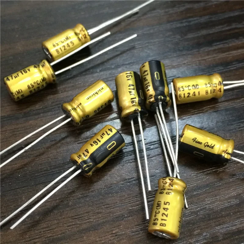 10 قطعة/100 قطعة 47 فائق التوهج 16V NICHICON FG (ذهبي ناعم) 6.3x11 مللي متر 16V47uF مكثف صوت عالي الجودة #2