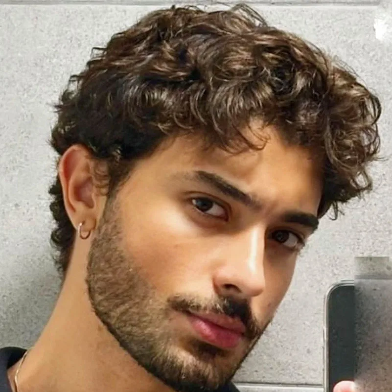 26mm 곱슬머리 밝은 금발 Q6 인비저블 레이스 프론트&PU 남성용 부분 가발 1B50 1B80 회색 검정 인모 통기성 표백 매듭 시스템