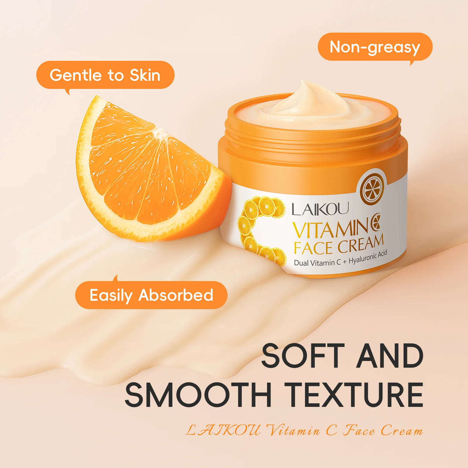 LAIKOU Japanese Vitamin C Face Cream, Brightening Repair Facial Moisturizer for All Skin Types, Hydrating Nourishing Cream 50g