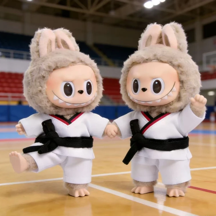 Nieuwe Labubu 3.0 Kleding Riem Taekwondo Pop Kleden voor Labubu Sport Leisure Pak Karate Kleding Mini Pluche Pop Accessoires Gift