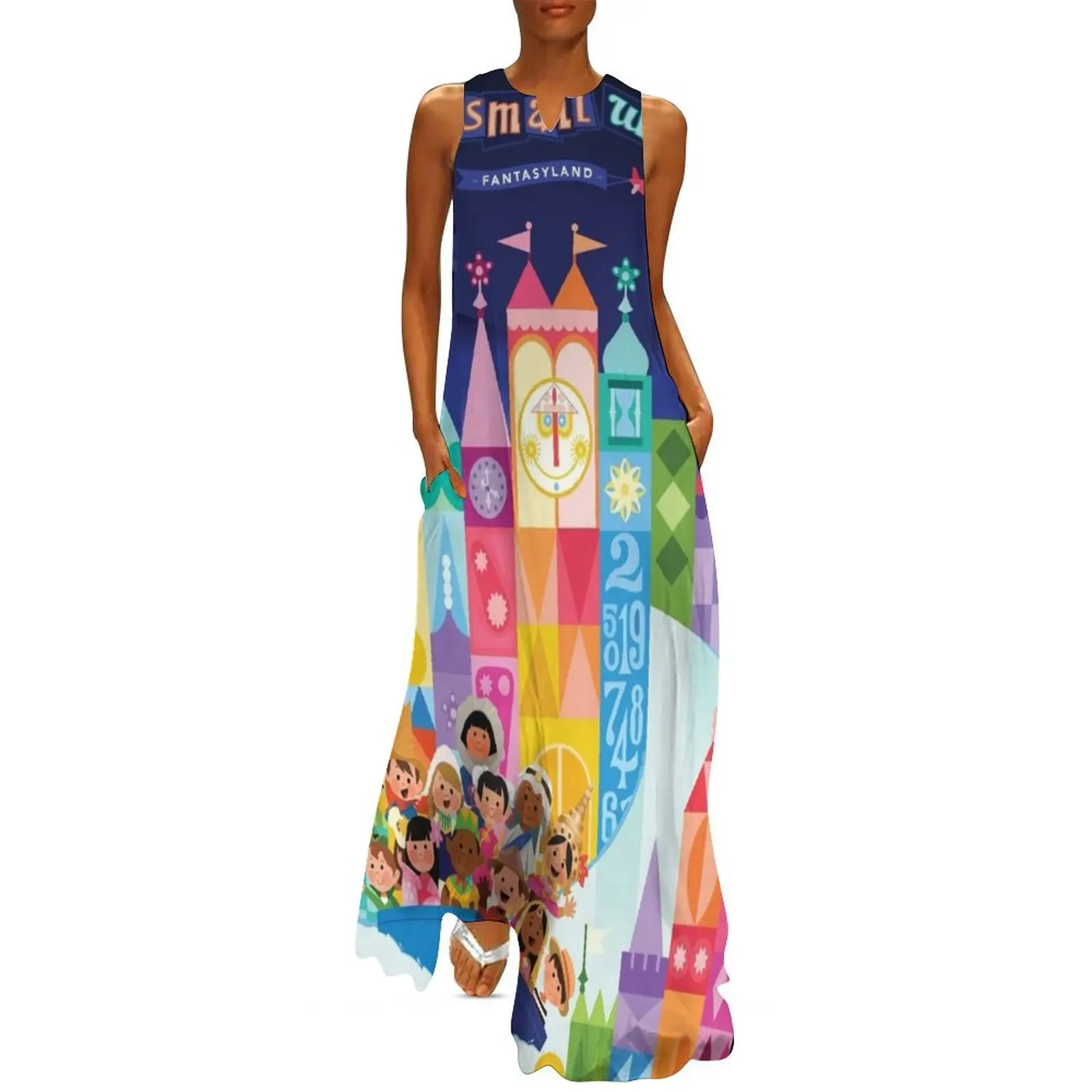 

Small world Fantasyland Long Dress cocktail dresses summer dress korean women Dress