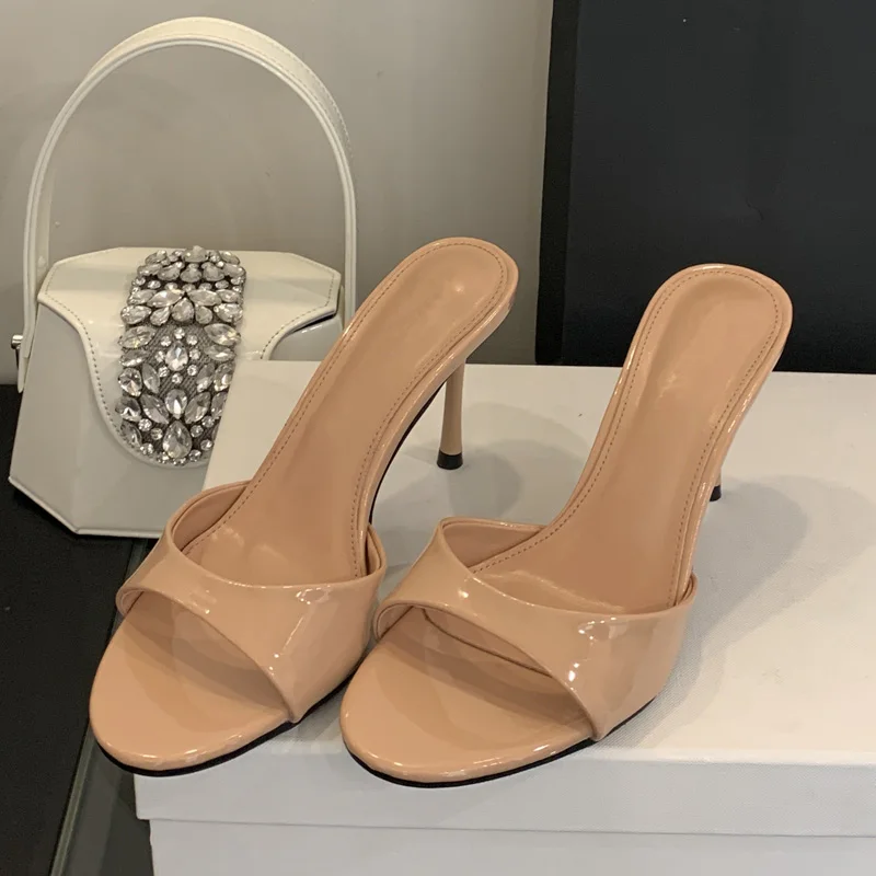 Eilyken 2026 New Summer Fashion Open Toe Women Slipper Slip On Elegant Thin Heel Dress Pumps Ladies Slides Zapatillas De Mujer