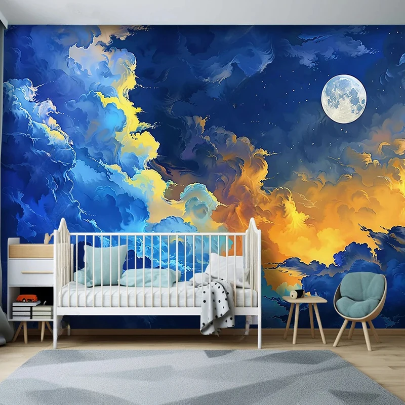 Custom Cartoon Starry Sky Children's Room Background Wall Wallpaper Mural For Bedroom Papel De Parede 3D Tapety Home Decor