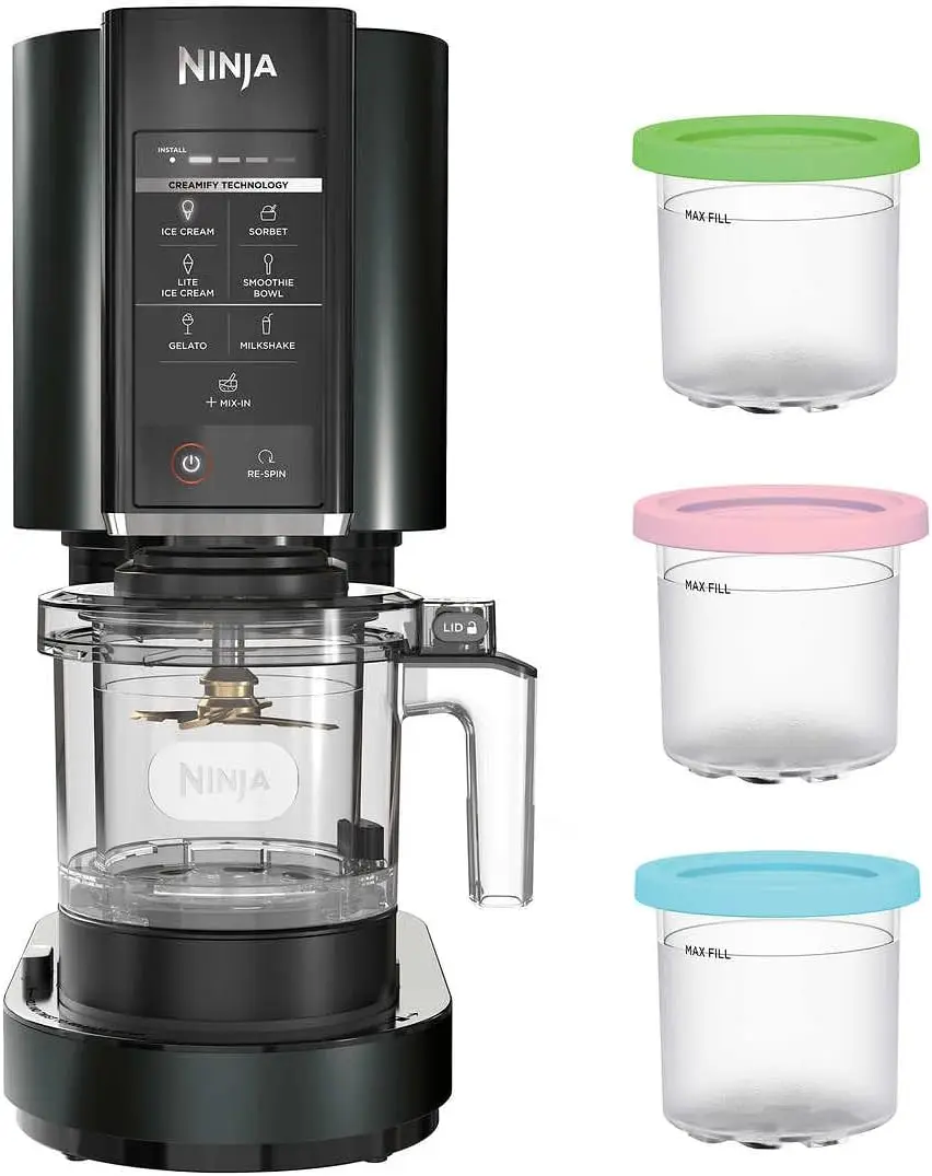 CN301CO CREAMi Compact Ice Cream Maker for Gelato, Mix-ins, Milkshakes,  Pint Container and Lids (Silver, Renewed)