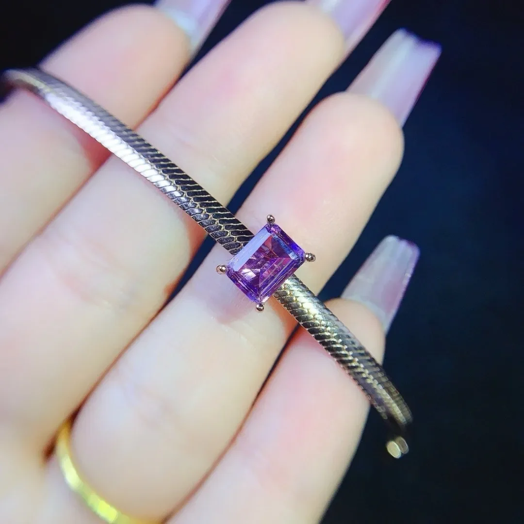 

Enchanting Natural Amethyst S925 Sterling Silver Bracelet Elegant Women Jewelry with Brilliant Gemstone Jewelry Designer Design
