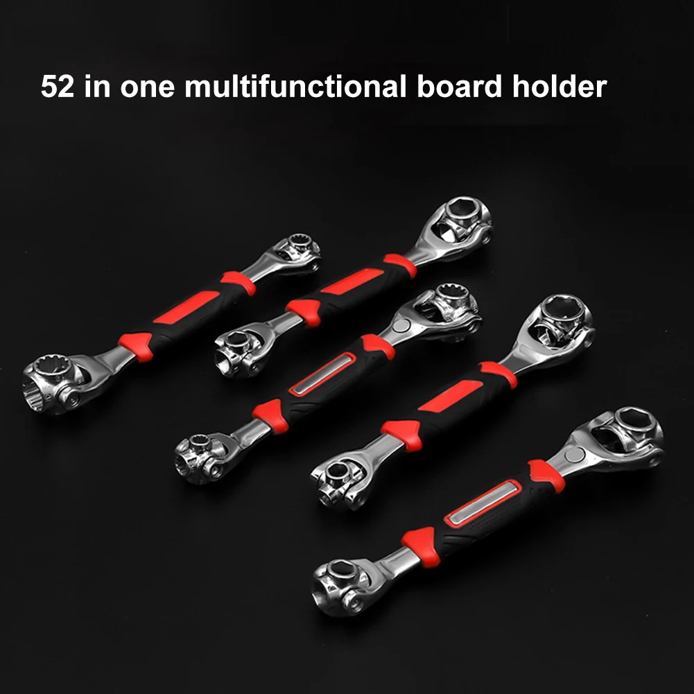 52in1 Double Head Wrench Socket Wrench Rotary Spanner Work 360 Degree Rotation Spanner Universal Furniture Car Repair Hand Tool