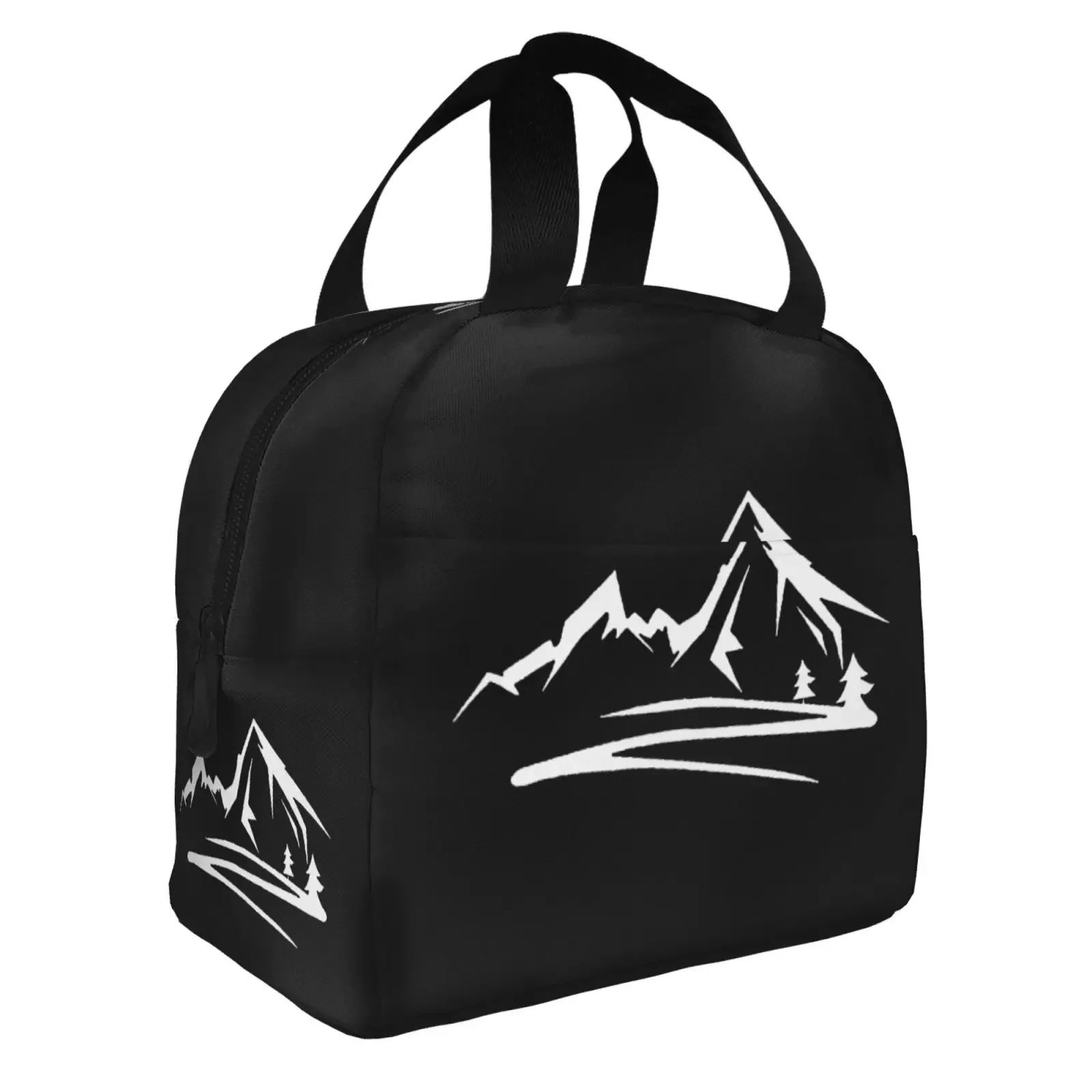Humorous Mountain Adventure Print Insulated Lunch Box Leak-proof Thermal Cooler Lunch Bag For Men Women  Work Trip Picnic
