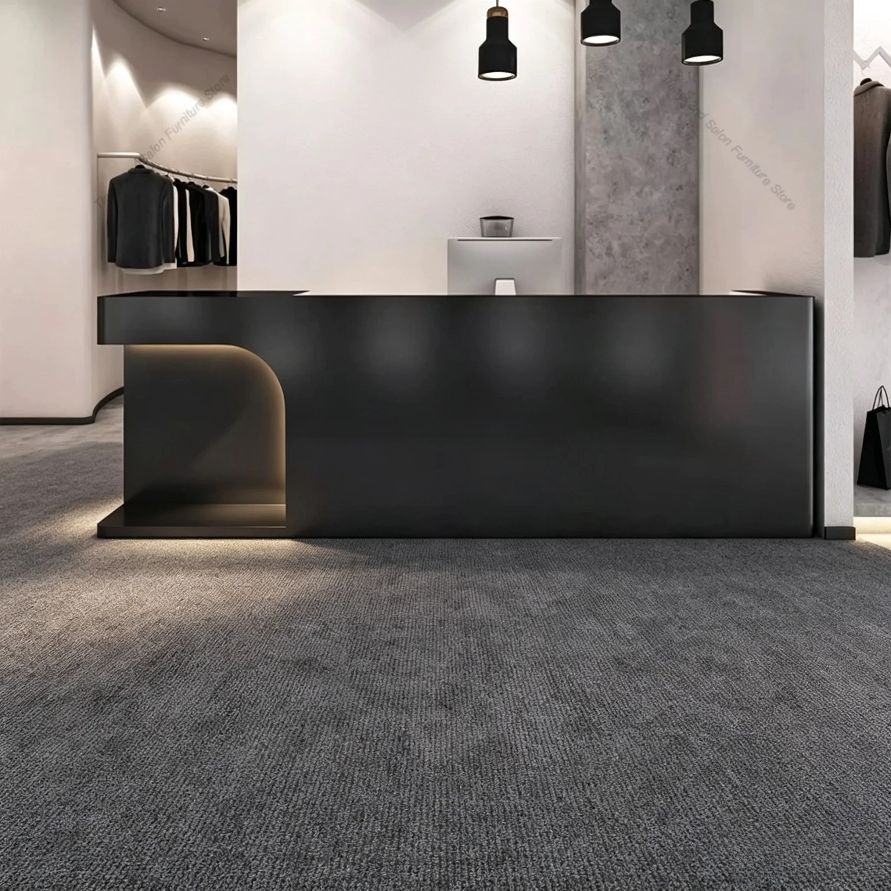 Italian Minimalist Stainless Steel Reception Counter Special Shape Front Desk with Display Area Clothing Store Furniture FYRD