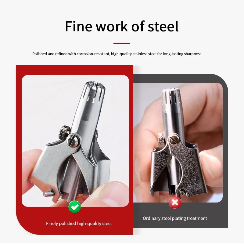 Rasoio per peli del naso Vibrissa per uomo rasoio per peli del naso in acciaio inossidabile lavabile manuale portatile adatto