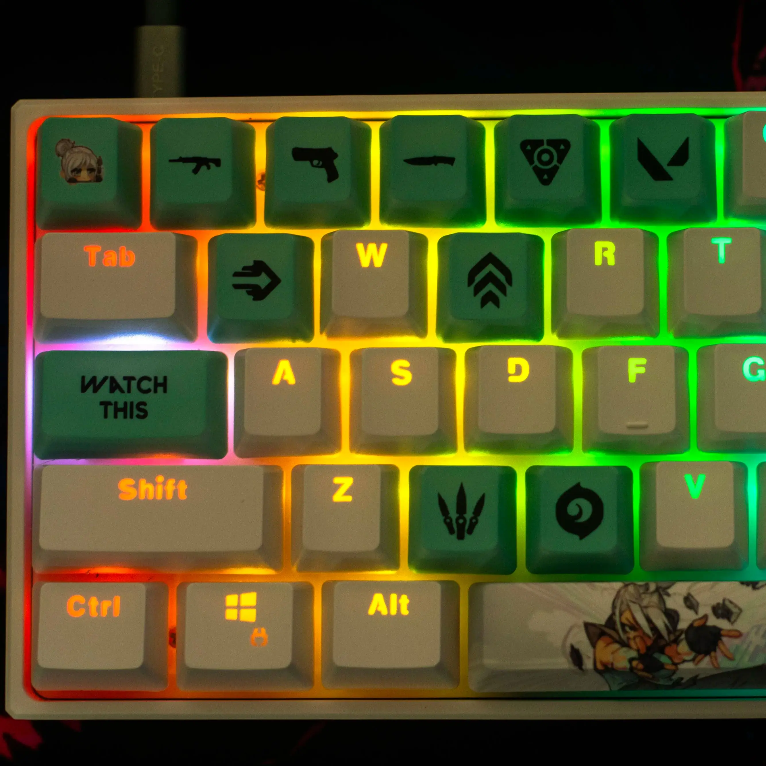 Jett keycaps, Valorant Keycaps, OEM Profile, 14Keys Mini Set, PBT Dye Sub, New Design