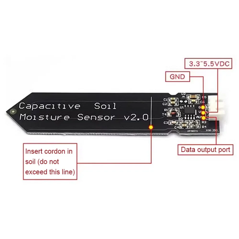5/10PCS Capacitieve Bodemvochtsensor Module 3.3V-5.5V Corrosiebestendig voor Arduino/ESP32/Raspberry Pi (Analoge Uitgang)