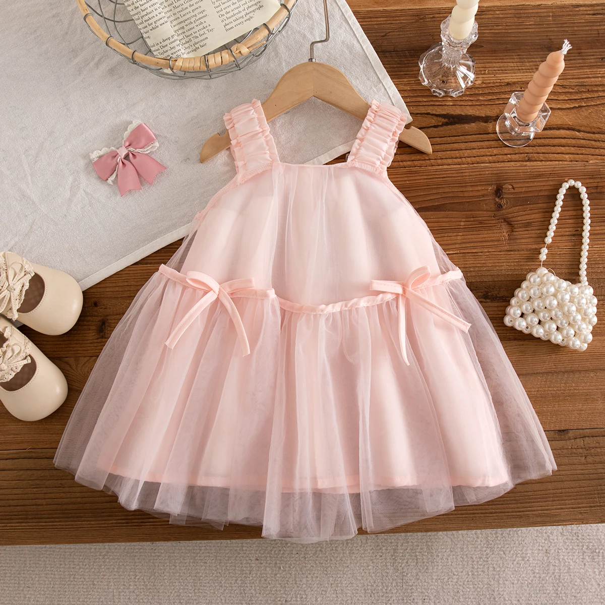 Baby Girl Dress Summer New Sweet Princess Dress Suspender Mesh Puffy Birthday Party Dress Children's Clothing 9 Months -4 Years