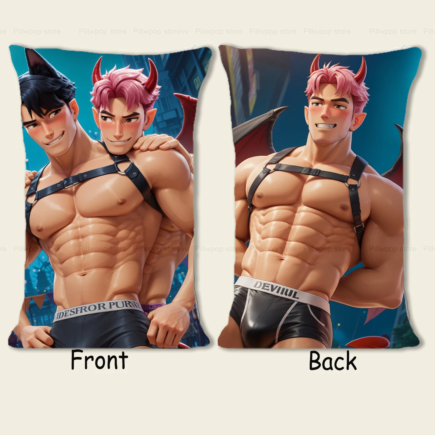 

Подушка в стиле аниме Jinu & Abby Dakimakura Nsfw, половина тела, мультяшная подушка, двухсторонний принт, 40X60 см