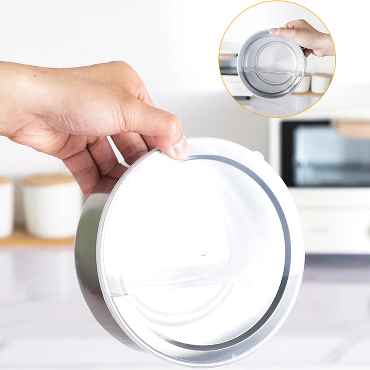 5Pcs Mixing Bowls with Lids Stainless Steel Reusable Snack Container Food Bowl Set Stackable Cooking Bowls For Kitchen School