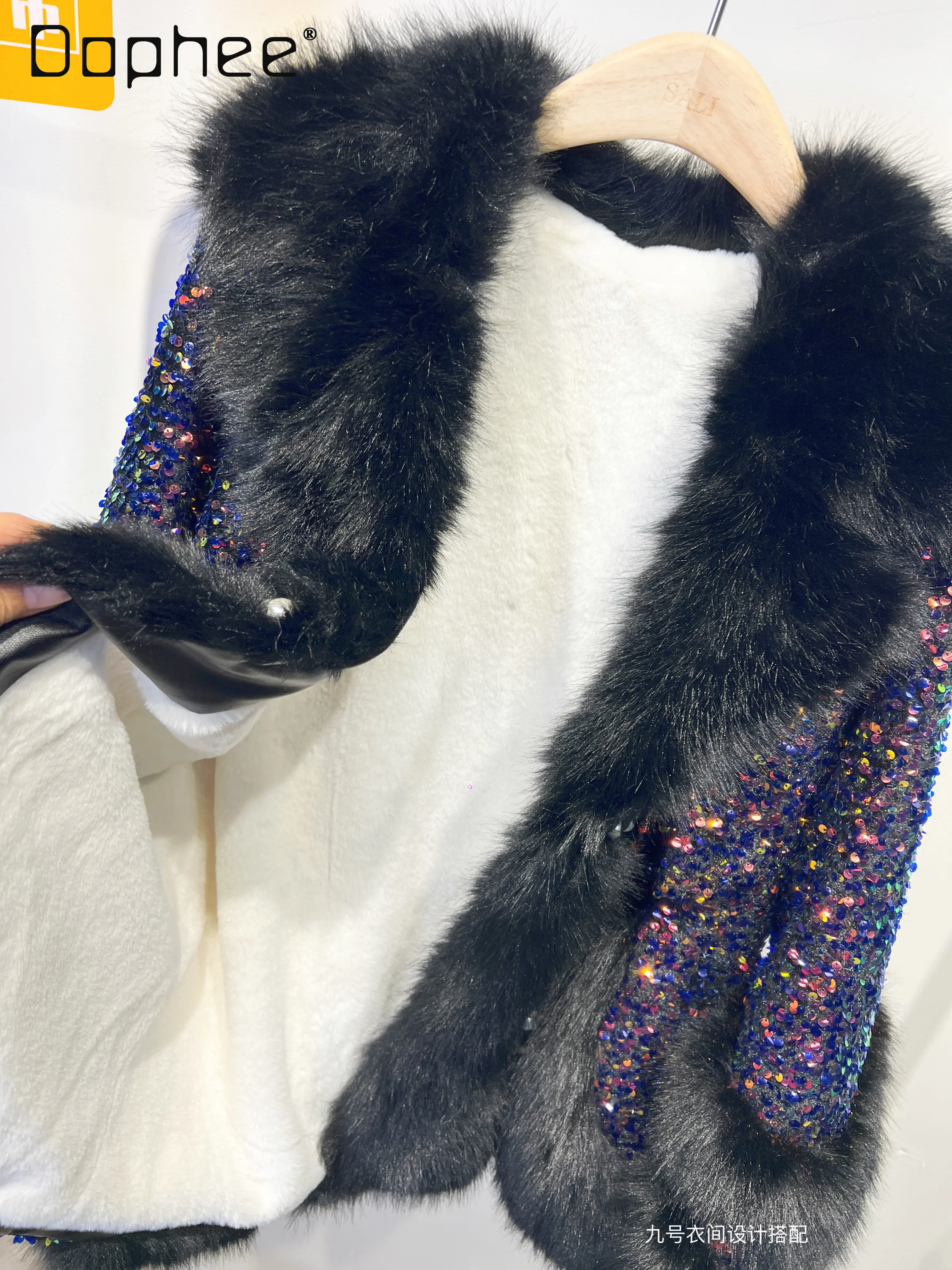 2025 شتاء جديد فاخر الثقيلة الترتر ريكس الأرنب الفراء الدافئة فضفاضة سميكة الأوروبية المنك معطف العلامة التجارية العصرية فو الفراء معطف #1