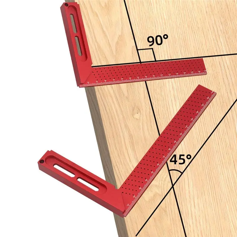 

ABFA Hole Ruler Marking Ruler Carpenter Tool Wear Proof Aluminum Alloy Woodworking Accessory Multifunction 45/90 Degree Ruler