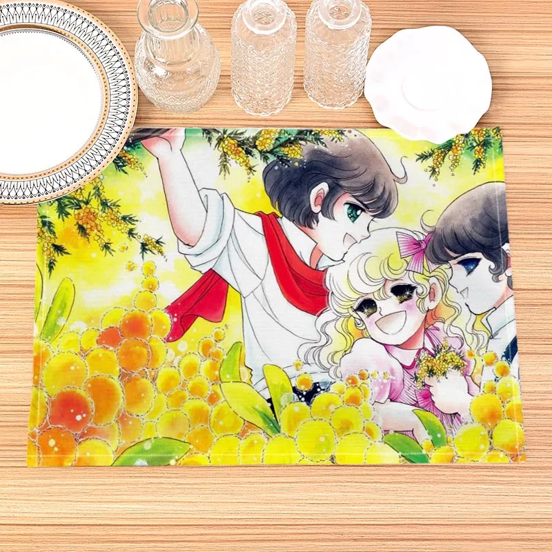 Lady Georgie 01 Print Linen Dining Table Mats Kitchen Placemat 30X40cm Coasters Pads Bowl Cup Mat