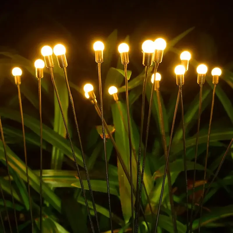 Zewnętrzna solarna lampa ścieżkowa, wodoodporna, 6/8/10 głowic, LED, lampka solarna imitująca migotanie świetlików, lampa ogrodowa solarna z efektem rozprysku gwiazd.