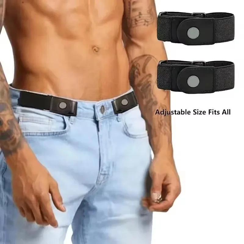 Free Adjustable Invisible Belts 2pcs set No Buckle Elastic Belt For Women Men Unisex Stretch Belt For Pants Jeans Casual Buckle