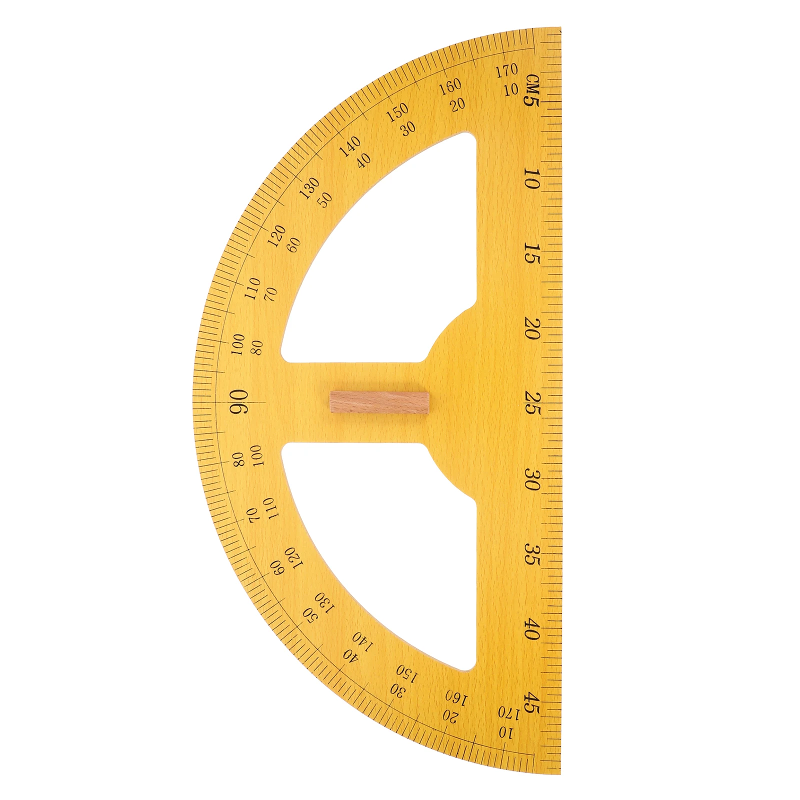 Large Wooden Handheld Protractor 180 Degree Angle Measuring Tool for Math Teaching Drawing Education Protractor for Teacher