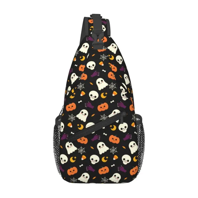 

Custom Halloween Ghosts Skull Ghosts Sling Chest Bag Fashion Shoulder Crossbody Backpack for Men Travel Hiking Daypack